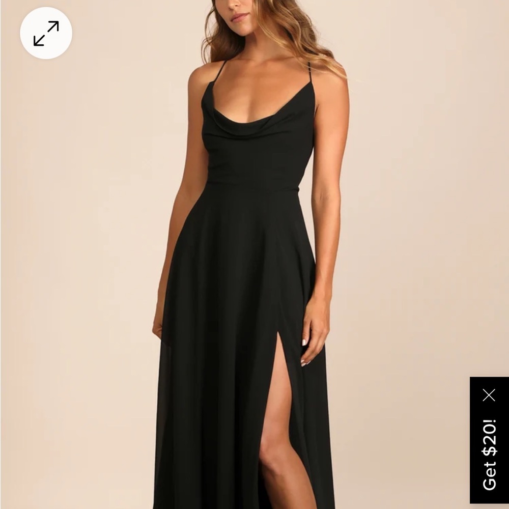 Romantically Speaking Black Cowl Lace-Up Maxi Dress